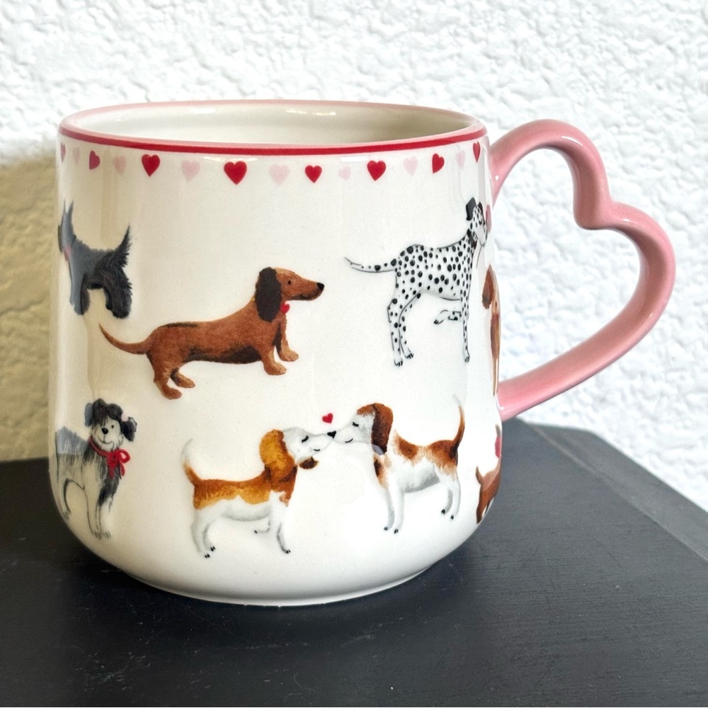 Pet Love by Tabletops Unlimited 20oz Embossed DOG Mug Heart Shaped Handle NEW